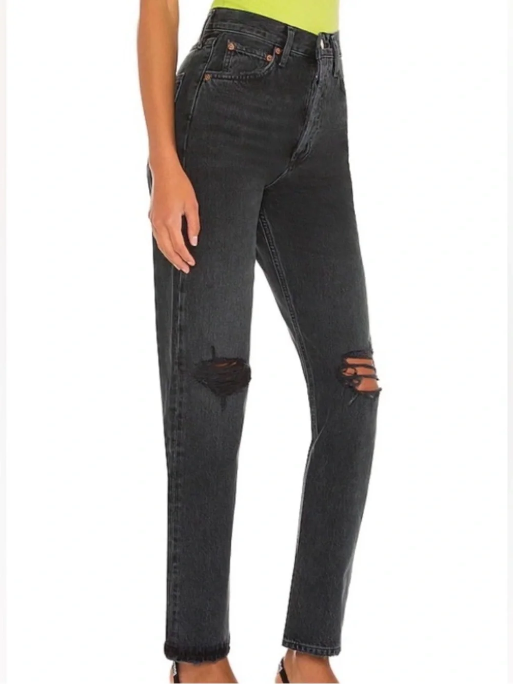 AGOLDE '90s High-Rise Straight-Leg Jeans Howl Black Wash Size 29